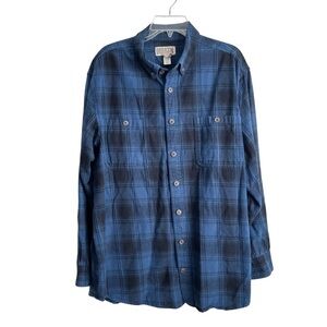Duluth Trading Co Blue‎ Plaid Flannel Shirt XL Tall